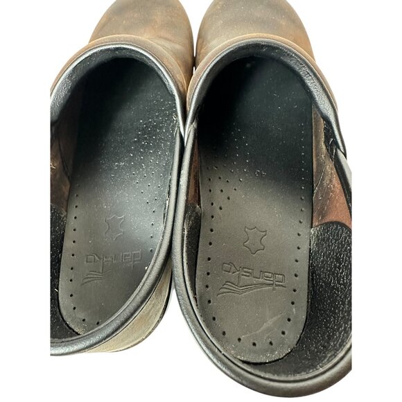 Dansko Professional Antique Brown/Black Leather Clogs Size 40 Brown 206-780202 - Picture 6 of 13